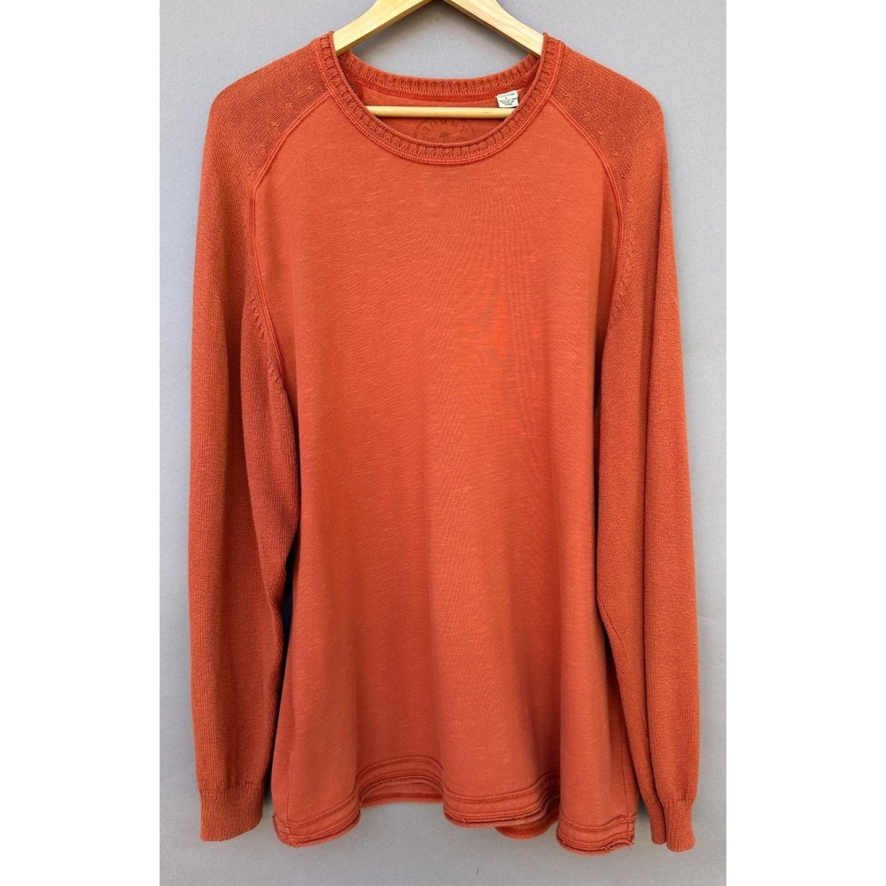 Tommy Bahama Men's L Burnt Orange Crewneck Sweater‎ 100% Cotton Knit Pullover - Picture 8 of 8